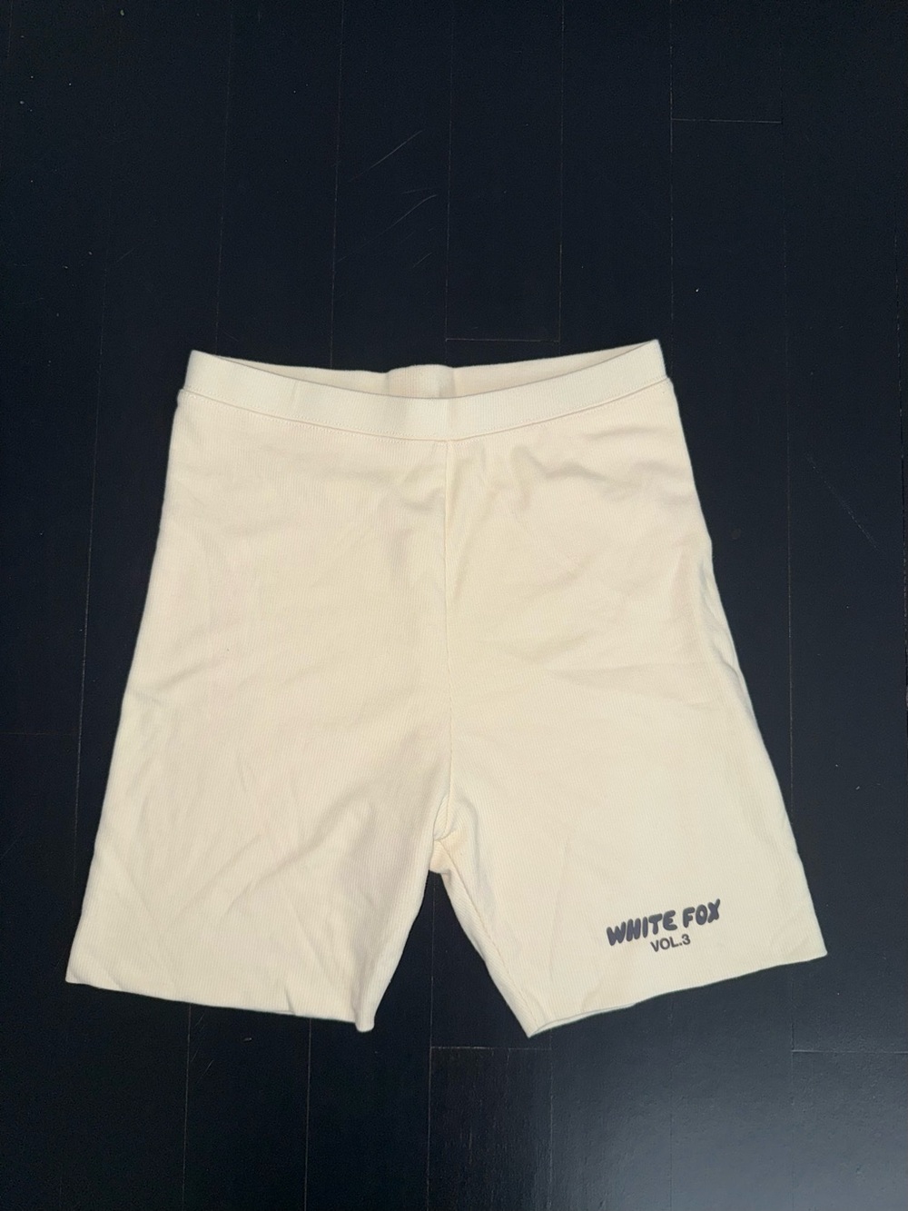 White Fox Ribbed Biker Shorts